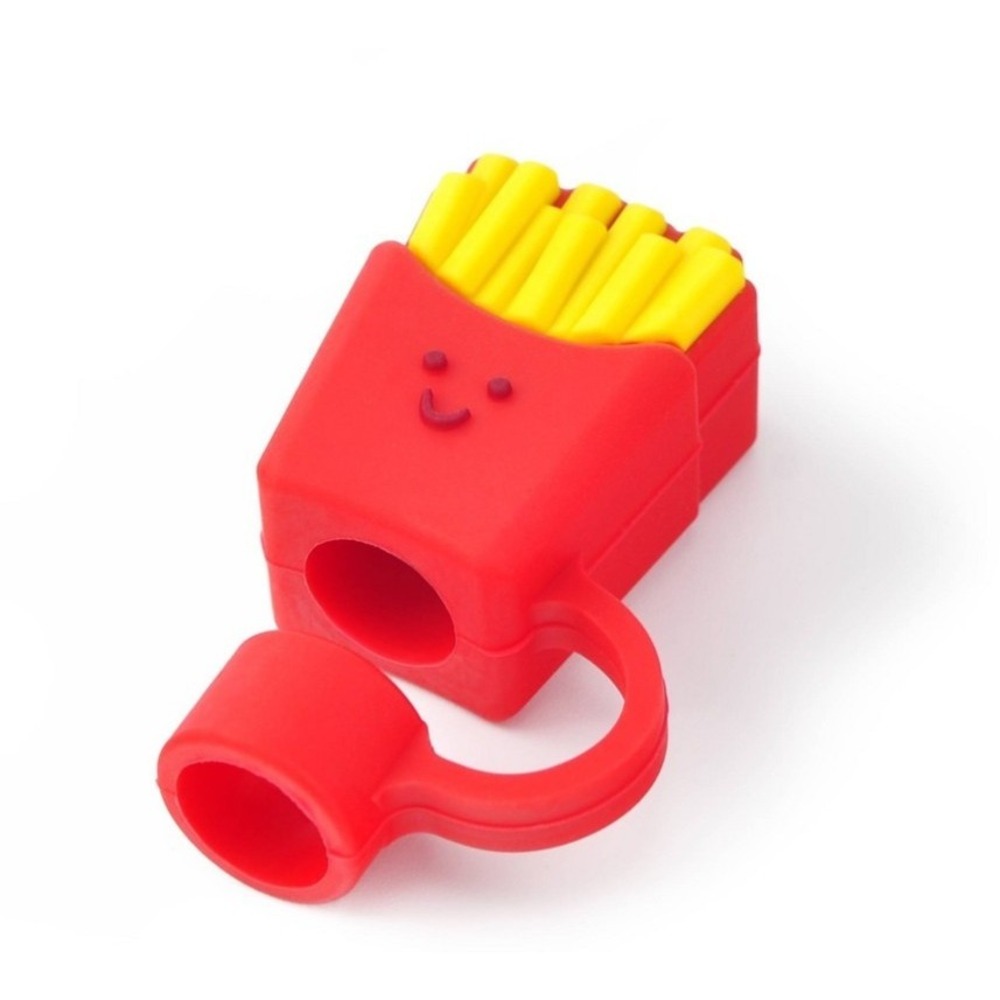 NWT Target Bullseye's Playground French Fries Silicone Straw Toppers